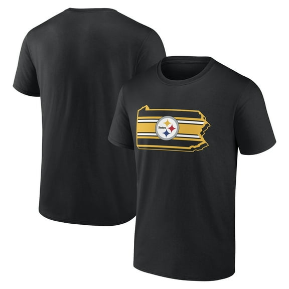 Men's Black Pittsburgh Steelers State Outline T-Shirt