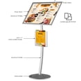thumbnail image 2 of M&T Displays Curved Menu Board, 18x24 Inch Pedestal Sign Holder with 8.5x11 Inch Brochure Holder Silver Floor Standing Aluminum Front Loading Easy Open Poster Message Advertisement Post, 2 of 14