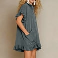 thumbnail image 2 of ShomPort Womens Summer Sweatshirt Dress Oversized Ruffle Cap Sleeve Half Zip V Neck Casual Mini Dresses with Pockets, 2 of 6
