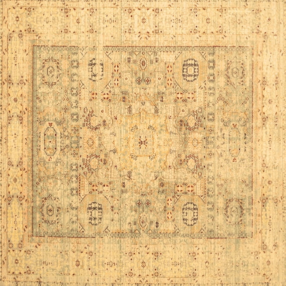 Ahgly Company Machine Washable Indoor Square Oriental Brown Traditional Area Rugs, 8' Square