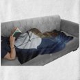thumbnail image 6 of Moon Soft Flannel Fleece Throw Blanket, Yellow Haired Woman on a Swing in the Sky the Moon and the Buildings Print, Cozy Plush for Indoor and Outdoor Use, 50" x 60", Dark Blue and Grey, by Ambesonne, 6 of 6