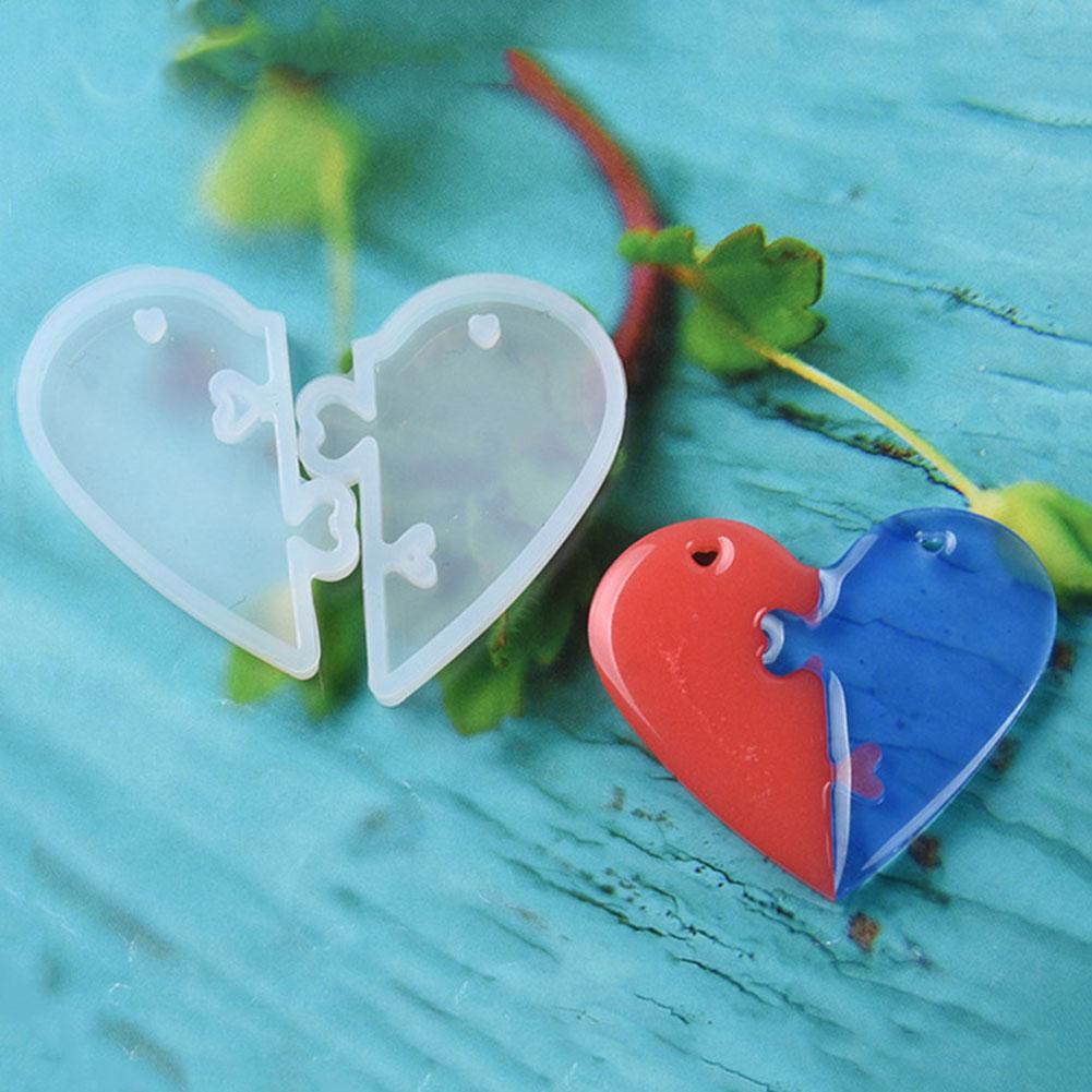 Puzzle Heart Silicone Pendant Molds Jewelry Resin Necklace Mould Diy Dropping Glue Mold Casting Craft For Diy Decorate Making Jewelry