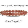 thumbnail image 2 of Natural A Grade Strawberry Quartz Gemstone 8mm Round Beads Stretch Bracelet 7" Unisex, 2 of 6