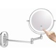 thumbnail image 1 of LED Illuminated Wall Mounted Makeup Mirror with 1x/5x Magnification, Dimmable with Touch Button, Adjustable Light, 360° Rotatable, 1 of 4