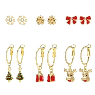 Artlunar Christmas Earrings For Women - Dangle Holiday Earrings With Tree, Snowflake, Bow & Bell Designs