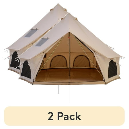 (2 pack) White Duck Outdoors Avalon Canvas Bell Tent (16 ) Fire Water Repellent Luxury All Season Tent w/Stove Jack Maximum Occupancy 8 People