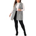 thumbnail image 2 of Chaquetas de mujer de tallas grandes Agnes Orinda, con doble botonadura, solapas con muesca, chaleco sin mangas, blazer negro 1X, 2 of 5