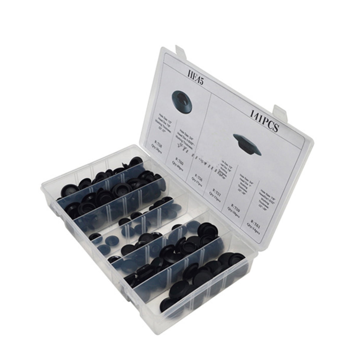 GARVALON 141Pcs Black Car Rubber Grommet Plugs for Sealing Holes in Body Shops