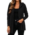 thumbnail image 3 of Meichang Lightweight Cardigans for Women Hooded Long Sleeve Open Front Cardigan Fall Soft Thin Cardigan with Pockets Black S, 3 of 8