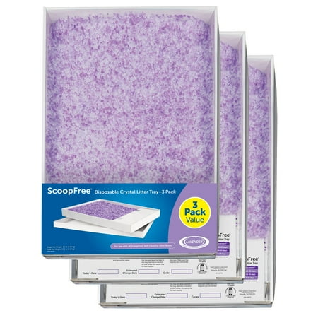 PetSafe ScoopFree Complete Replacement Lavender Scented Crystal Litter Tray 3-Pack Easy Cleanup with Disposable Tray Includes Leak Protection and Low Tracking Litter