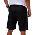 thumbnail image 5 of Zimjoy Beach Shorts for Men Linen Breathable Summer Shorts Elastic Drawstring Casual Short for Vacation, Black S, 5 of 5