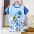thumbnail image 2 of KPOPLK Baby Boy Summer Clothes for 0 3 6 9 12 Months 2T 3T 4T Short Sleeve Tops T-Shirt + Casual Shorts Toddler Outfits Set Size 4-5 Years,Sky Blue, 2 of 4