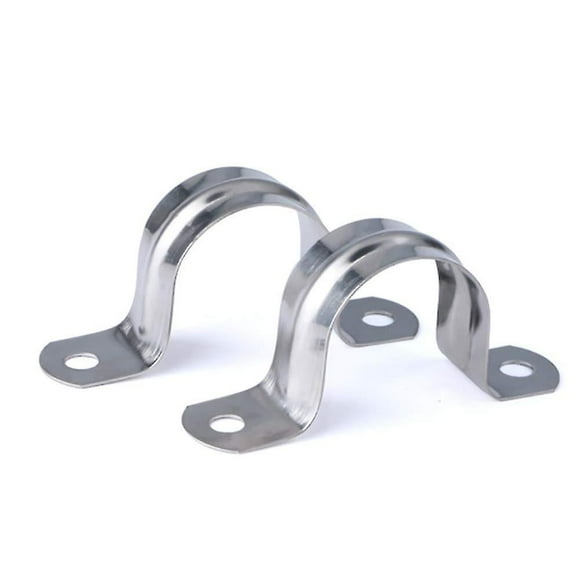 20pcs Pipe Strap Clamp 304 Stainless Steel Pipe Clips U Shaped Pipe Straps Saddle Clip Two Hole Z[Z