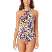 Paisley-Print High-Neck One-Piece Swimsuit