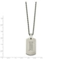 thumbnail image 2 of Stainless Steel Polished and Cubic Zirconias Dog Tag Necklace - 22 Inch - Measures 18.78mm Wide, 2 of 7