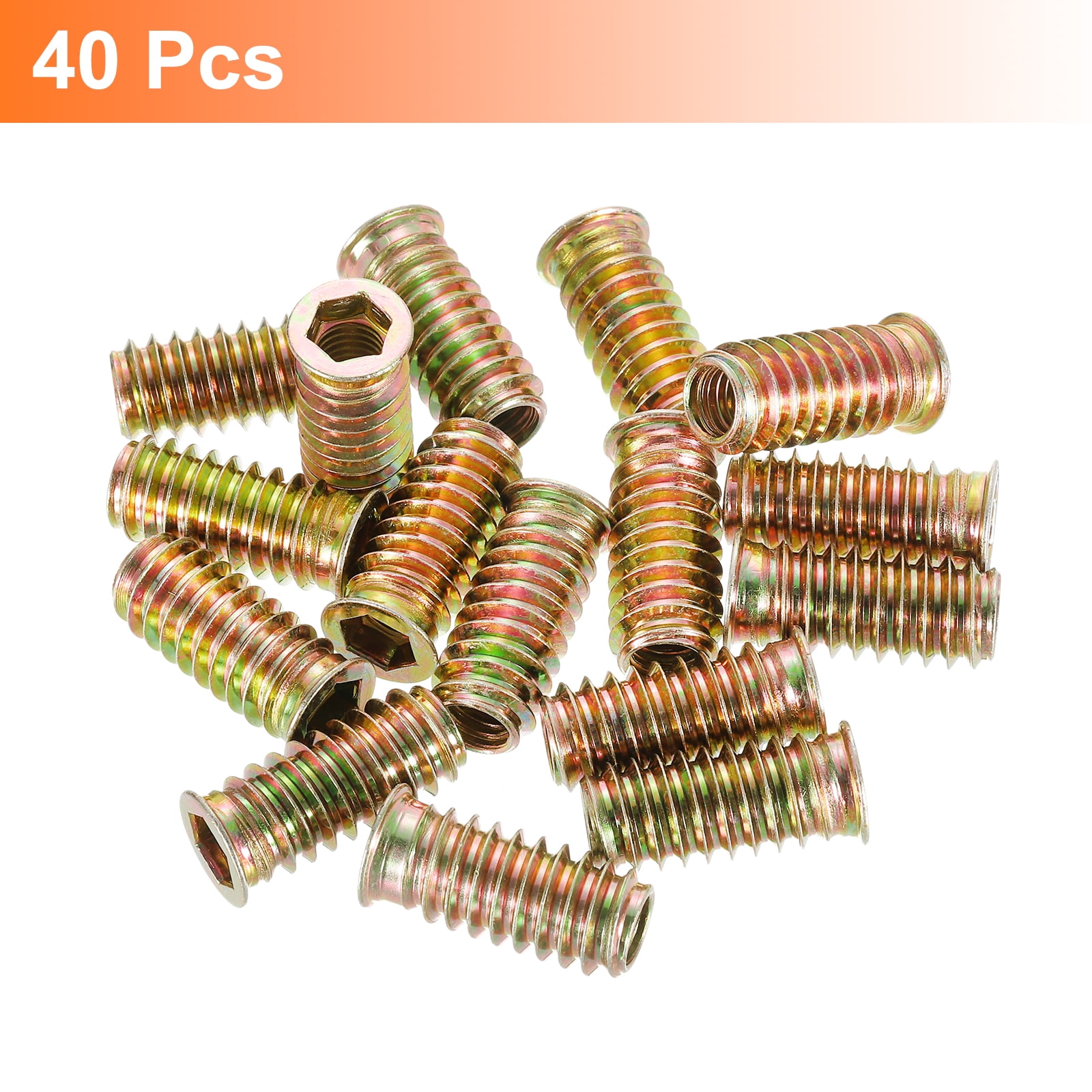 Uxcell Wood Furniture M8x30mm Threaded Insert Nuts Interface Hex Socket Drive 40Pack