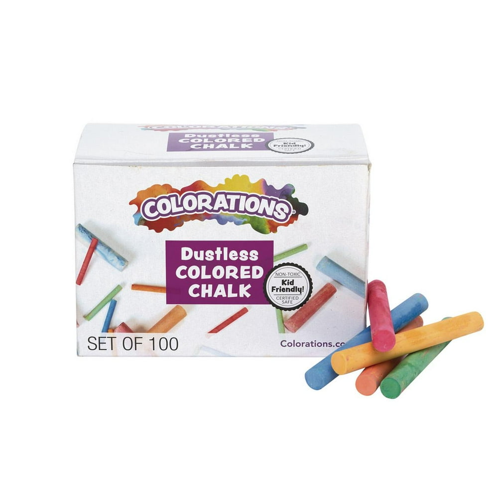 Colorations Dustless Colored Chalk, 100 Piece Bulk Pack, Value, Multi
