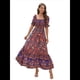 thumbnail image 3 of Vestido Informal, Fluido, con Estampado Floral Bohemio, Hombros Descubiertos, para Mujer (Verano 2025) Fondo Rojo XL, 3 of 9