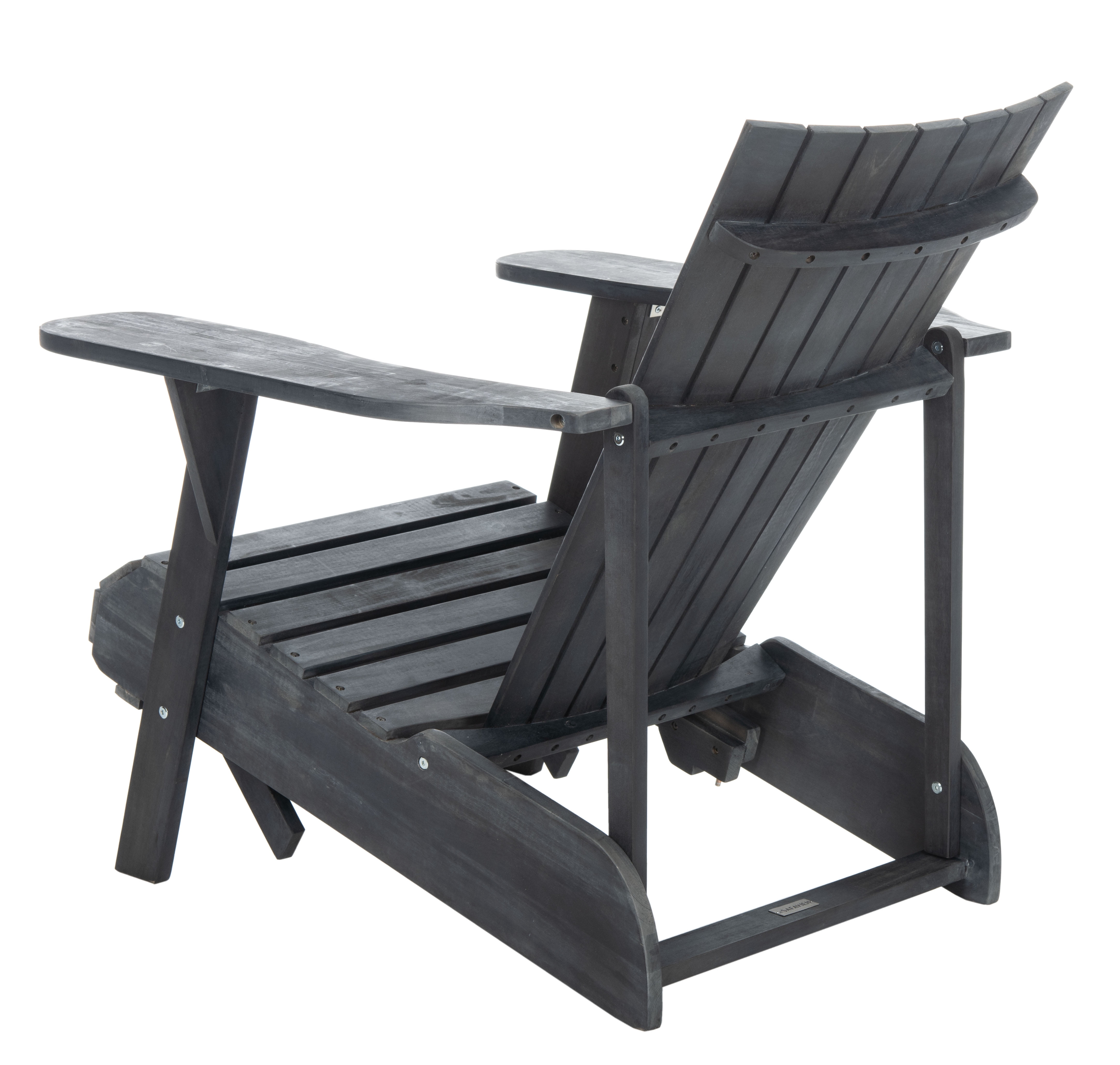 Safavieh Merlin Acacia Wood Adirondack Chair w/ Retractable Footrest in Gray