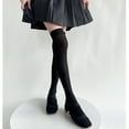 thumbnail image 3 of JZROCKER Fashionable Over Knee Long Tube Socks Ribbed Knit Striped Contrast Color Patchwork Thigh High Stockings for Women Teens, 3 of 21