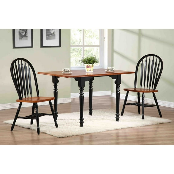 Selections 3PC 48" Rectangle Drop Leaf Table Dining Set Black/Cherry Wood