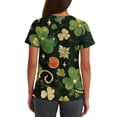 thumbnail image 3 of St. Patrick's Day Scrub Tops Women Stretchy V Neck Scrubs Top Irish Shamrock Printed Medical Nurse Workwear Festival Scrub Shirts, 3 of 3