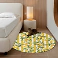 thumbnail image 2 of Round Rugs 4Ft, Lemon Leaves Round Area Rug Washable Indoor Throw Carpet, Yellow Vertical Stripes Spring Flowers Soft Non Slip Circle Rug for Kitchen Nursery Room Home Decor Aesthetic, 2 of 8