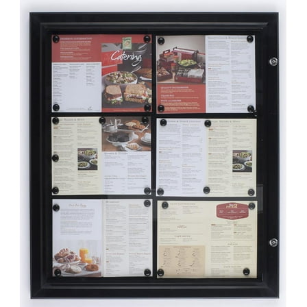 Weather Resistant Bulletin Board with Swing-Open Locking Door, Wall Mounted Notice Board with Magnetic Display Surface, for Indoor or Outdoor Use, Aluminum (Black) (ODM851132)