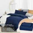 thumbnail image 2 of King,Washed Microfiber Navy Blue King Size Duvet Cover Set,Solid Color - Soft, 2 of 6