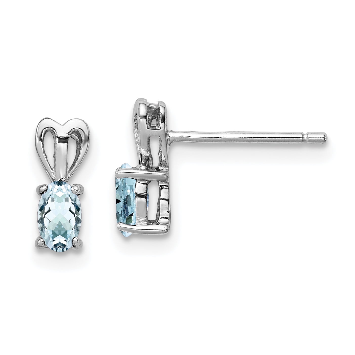Beautiful Sterling Silver Rhodium-plated Aquamarine & Diamond Earrings
