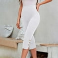 thumbnail image 4 of 3/4 Trousers for Women Summer Cropped Leggings Slim Fit High Waisted Capri Pants Ladies Plain Lightweight Three Quarter Stretchy Trousers, 4 of 9