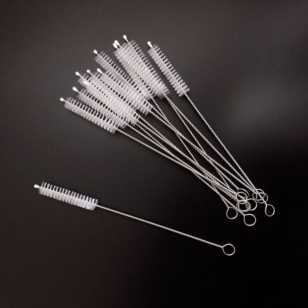 Juego de 100 cepillos de paja, limpiador de tubos de nailon 6,9-ihch, cepillo de paja de acero inoxidable, cepillo de paja para biberón, cepillo de tubo de ensayo, boca de biberón
