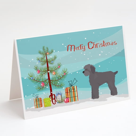 Grey Schnoodle Christmas Tree Greeting Cards and Envelopes Pack of 8