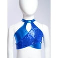 thumbnail image 4 of YUUMIN Toddler Girls Sparkly Vest Latin Hip Hop Jazz Dance Crop Top Metallic Ballet Performance Dancewear Blue 10, 4 of 7