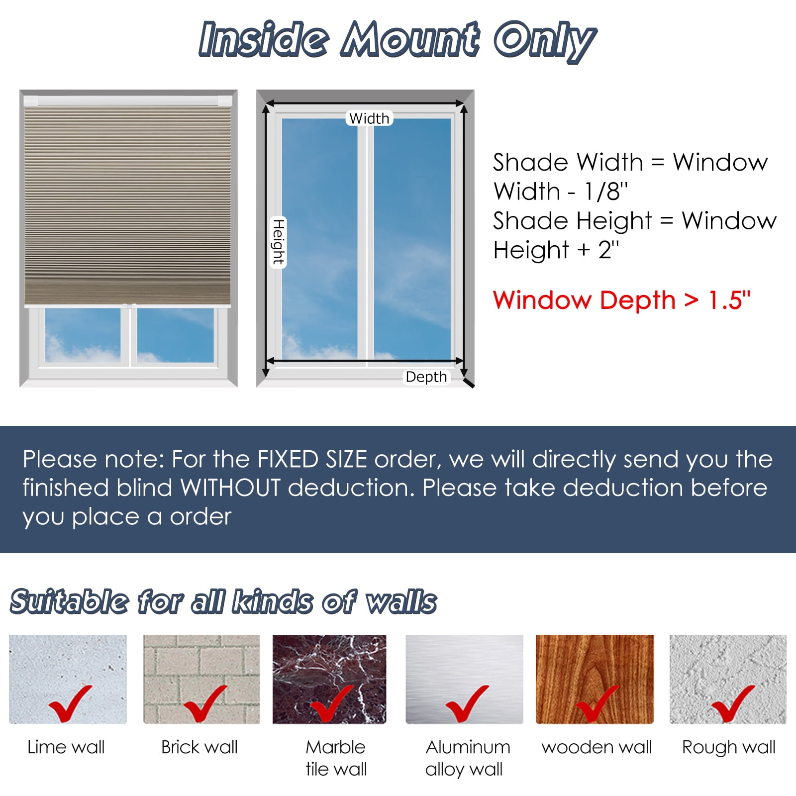 Keego No Drilling Cordless Cellular Shades Honeycomb Window Blinds Easy Installation Heat Insulating Noise Reducing Curtains Blackout Bisque, 51.0"w x 36"h