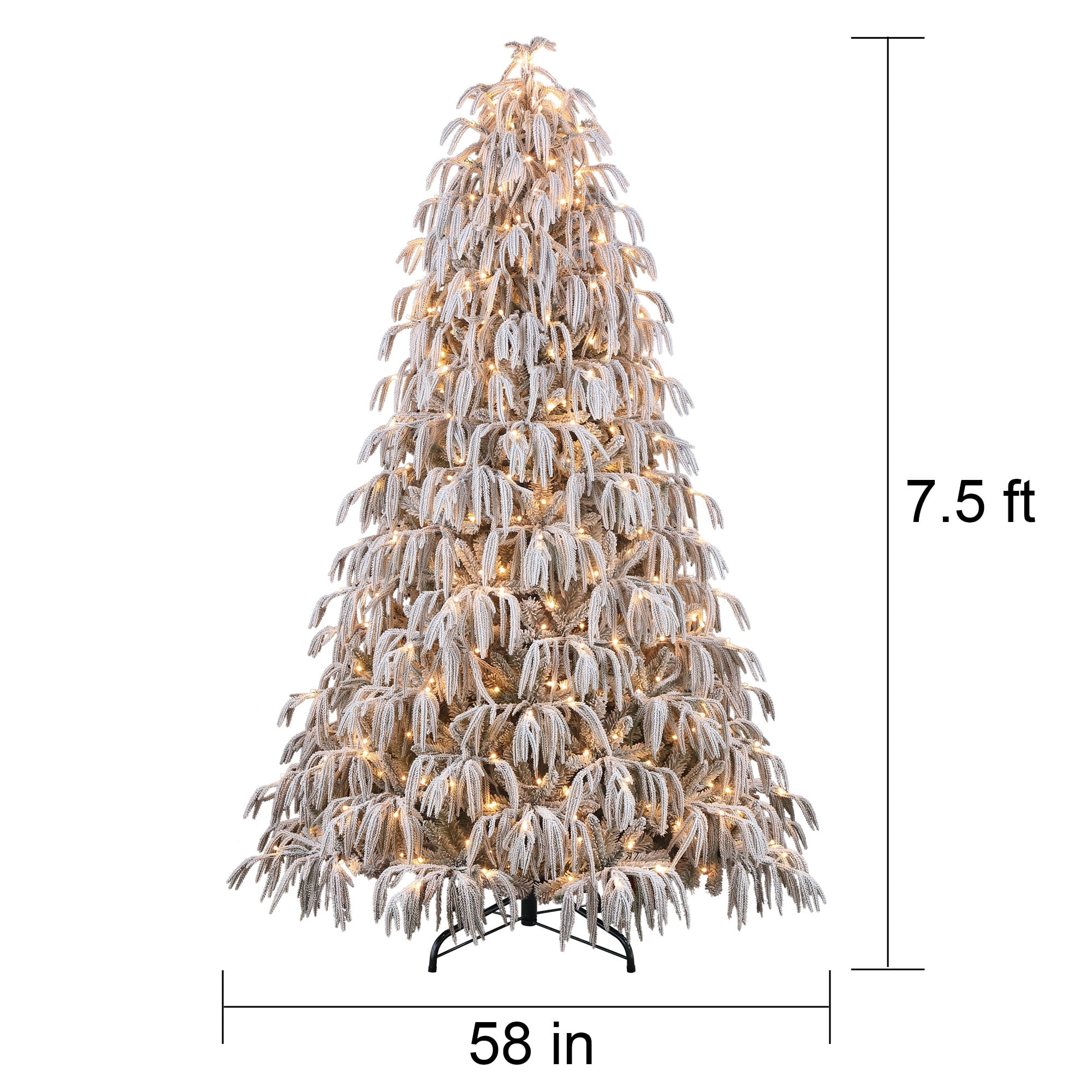 7.5ft Pre-Lit Glittering Flocked Hamilton Spruce Christmas Tree by Holiday Time, 450 Color-Changing LED