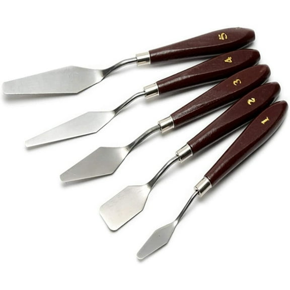 US Palette Stainless Steel Palette Knife Set with Painting and Wood Handle