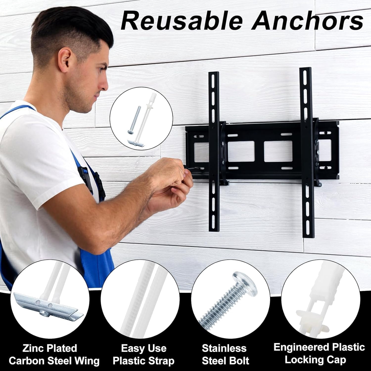 Heavy Duty Drywall Anchor Bolts with 1/4"-20 Fastener Suitable for TV Mounting Hollow Wall Anchor Bolt Screw Kit Supports Up to 270 lbs Each on 1/2 Inch Drywall Pack of 10