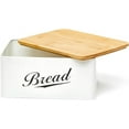 thumbnail image 3 of RoyalHouse Modern Metal Bread Box with Bamboo Cutting Board Lid, Bread Storage Container for Kitchen Counter, Vintage Kitchen Decor Organizer, 3 of 11