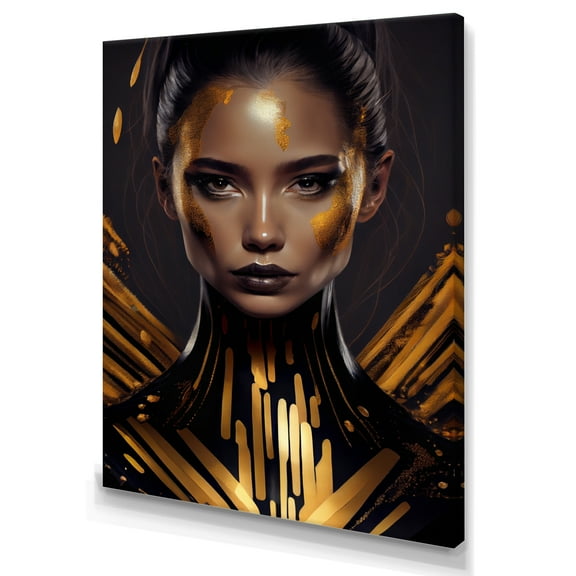 Designart Sensual Liquid Gold Woman I Canvas Wall Art