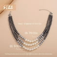 thumbnail image 3 of 3-layered Faux Pearl Necklace Chunky Pearl Beads Cluster Statement Necklace 1920s Costume Jewelry for Women (Gray), 3 of 12