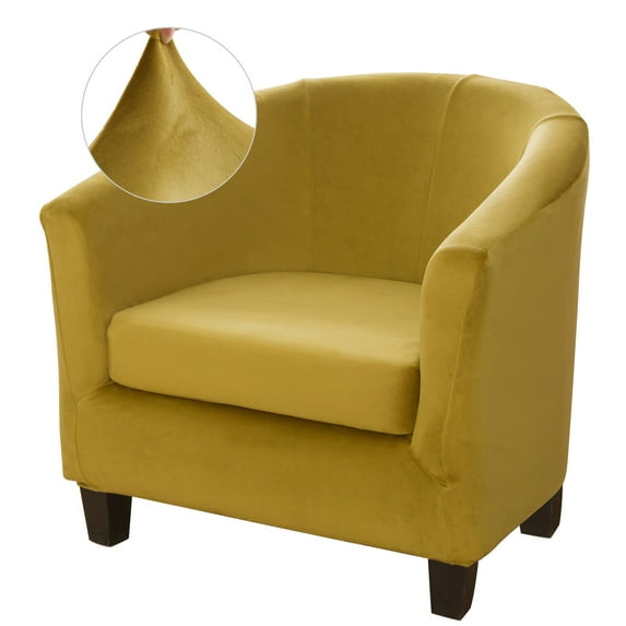 CJC Club Chair Covers, 2-Piece Velvet Tub Chair Slipcover, Armchair Sofa Couch Cover, Elastic Furniture Protector(1 Pack)