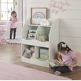 thumbnail image 2 of Badger Basket Children’s Wooden Four-Bin 34 gal Toy Storage Cubby with Bookshelf, White, 2 of 10