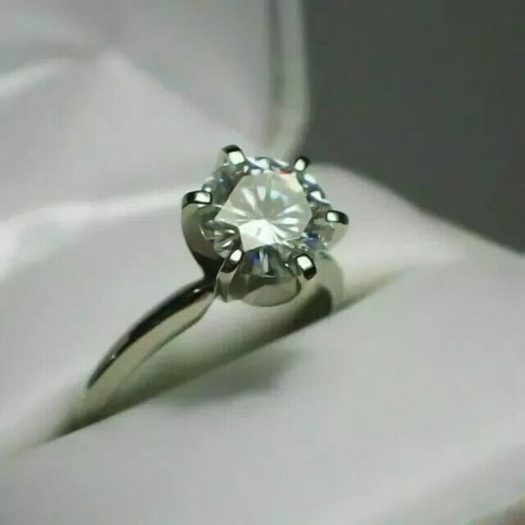 2Ct Lab Created Diamond Round Cut Solitaire Engagement Ring 14k White Gold Plated