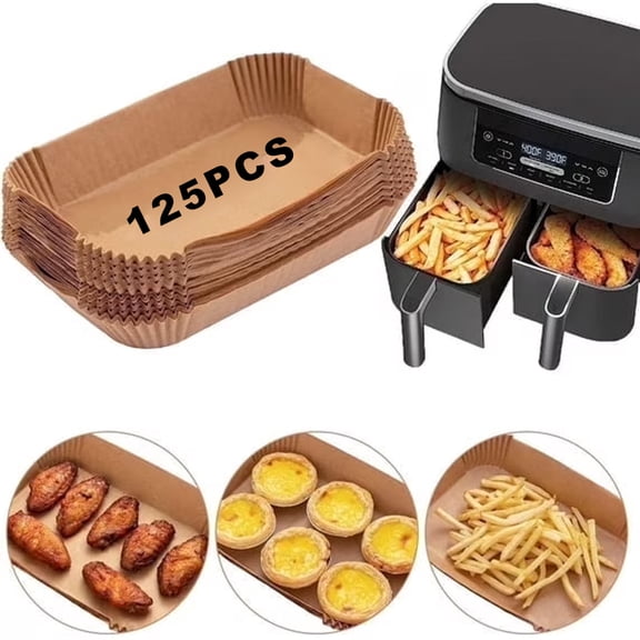Air Fryer Liners Disposable, Air Fryer Parchment Paper Liners 125PCS Rectangle, 8.6" X 5.5" for Ninja DZ201,Ninja Foodi Dual Air Fryer Accessories Baking Paper