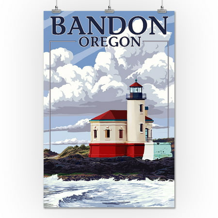 Bandon, Oregon - Coquille River Lighthouse (Version 2) - Lantern Press Poster (24x36 Giclee Gallery Print, Wall Decor Travel