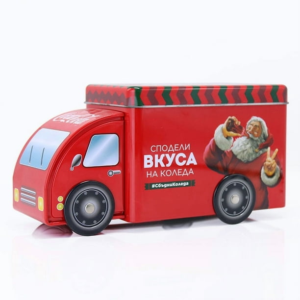 Camión navideño, banco de monedas, casa, alcancía, vehículo metálico