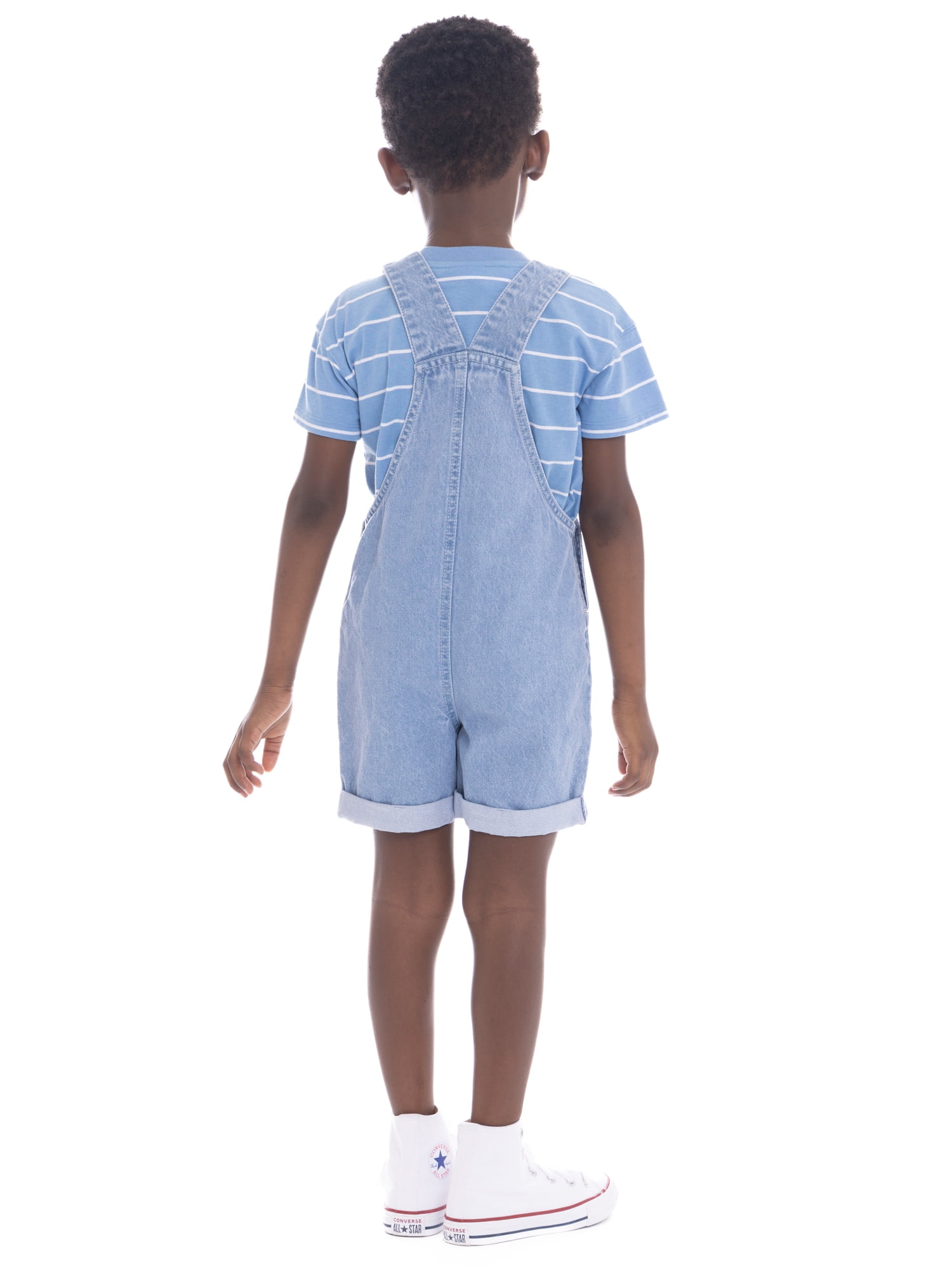 Smurfs Toddler Boy Denim Shortall with Striped T-Shirt, 2-Piece Set, Sizes 12 Months - 5T