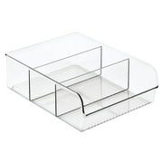 mDesign Plastic Compact Bathroom Storage Organizer Bin Box - 3 Divided Sections with Front Dip - Cabinets, Shelves, Countertops, Bedroom, Kitchen, Laundry Room, Closet, Garage - Clear