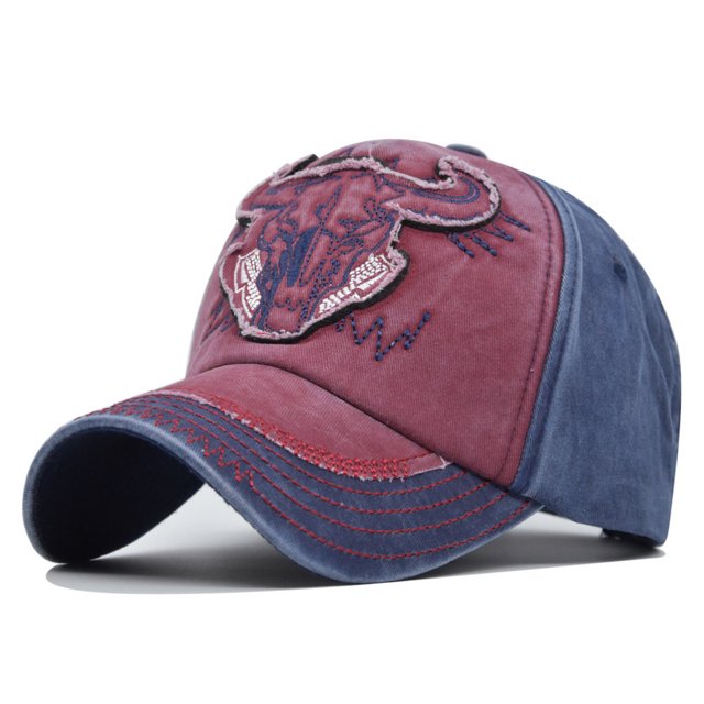 Gorra de béisbol tipo anime con forma de cabeza de toro de mezclilla para hombre y mujer